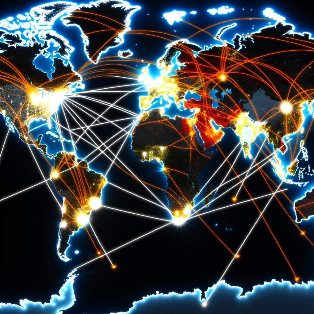 An image of a global map with different countries highlighted and interconnected by lines, representing international business expansion-1