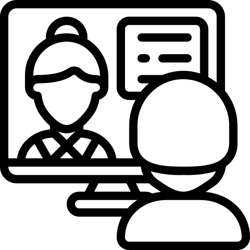 two person computer interview icon